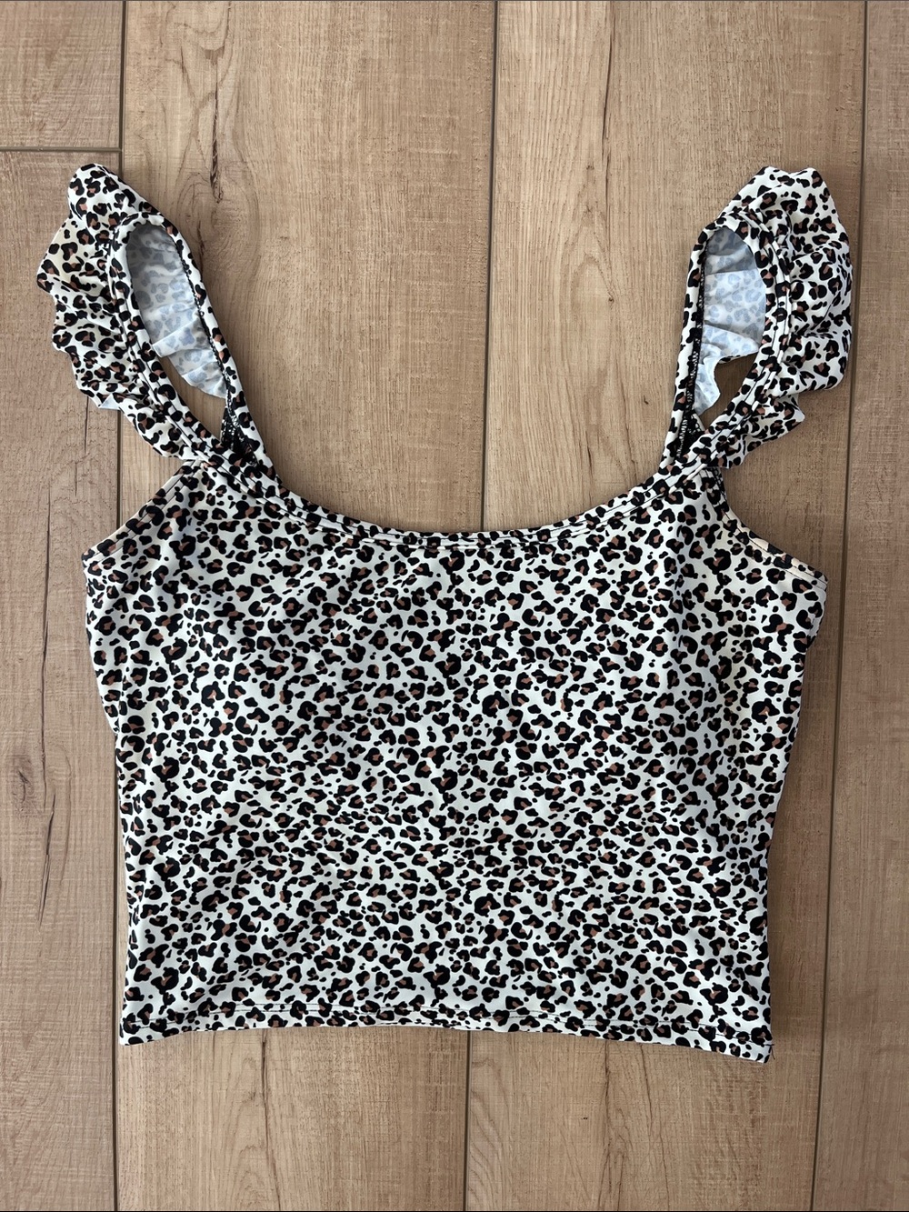 Leopard Print Ruffle Strap Midkini